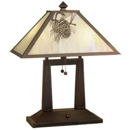Winter Pine Oblong Desk Lamp Lamps Meyda 