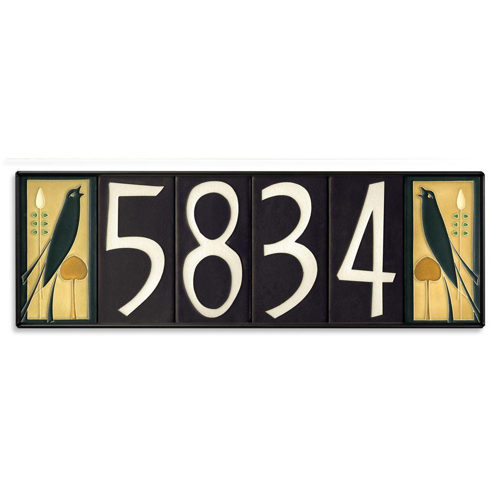 Black Number Tile Exterior Decor Motawi 