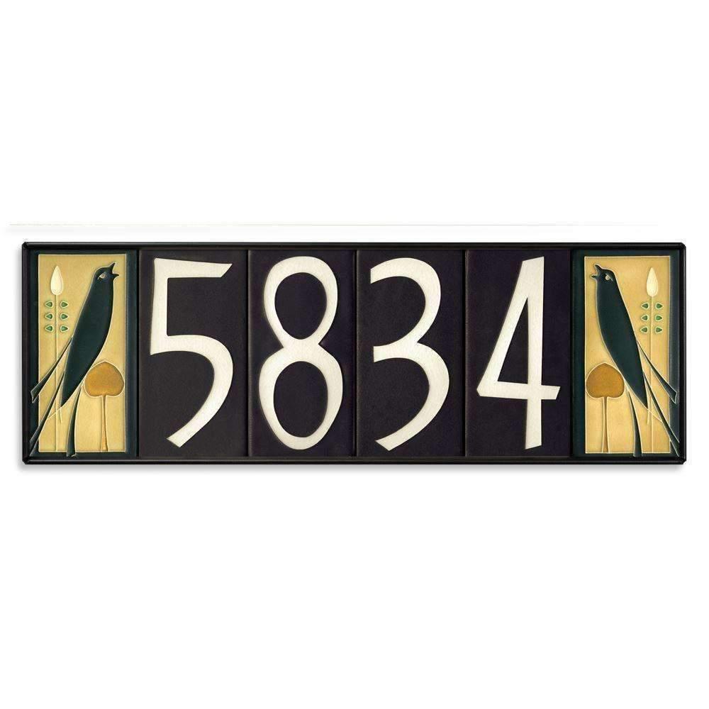 Black Number Tile Exterior Decor Motawi 