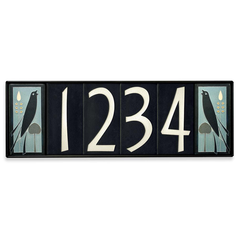 Black Number Tile Exterior Decor Motawi 