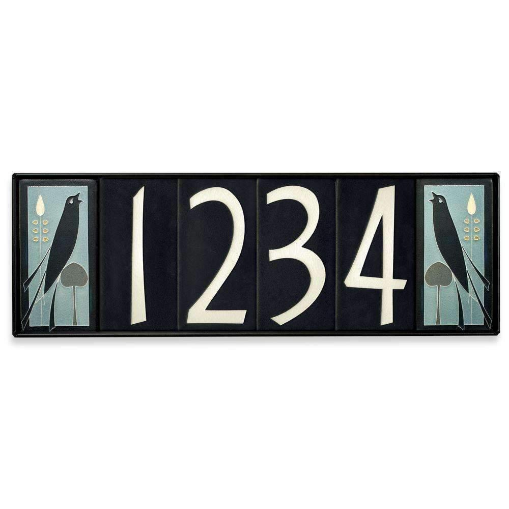 Black Number Tile Exterior Decor Motawi 
