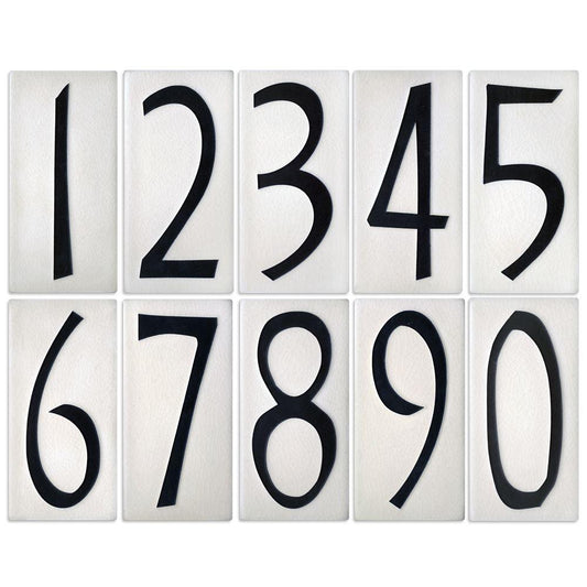 White Number Tile Exterior Decor Motawi 