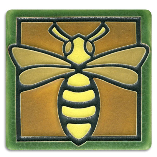 Bee Green Tile - 4x4 Gifts Motawi 