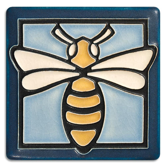 Bee Light Blue Tile - 4x4 Gifts Motawi 