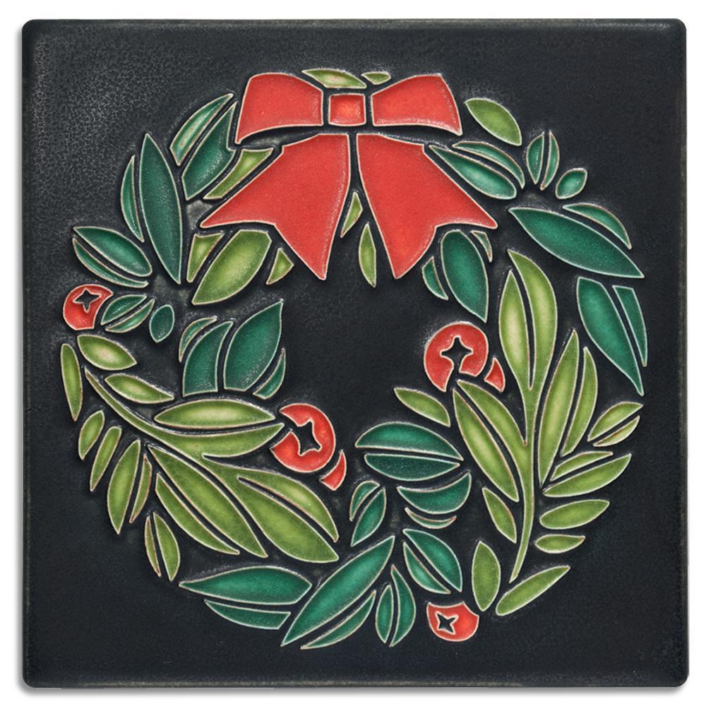 Boxwood Wreath Black Tile - 6x6 Gifts Motawi 