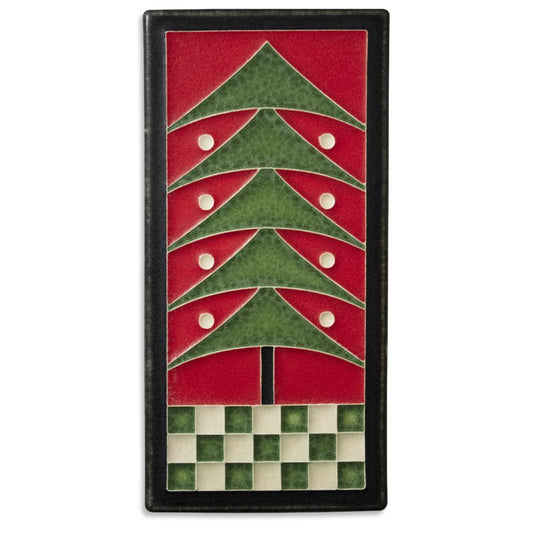 Dard Peppermint Tree Tile - Red - 4x8 Gifts Motawi 