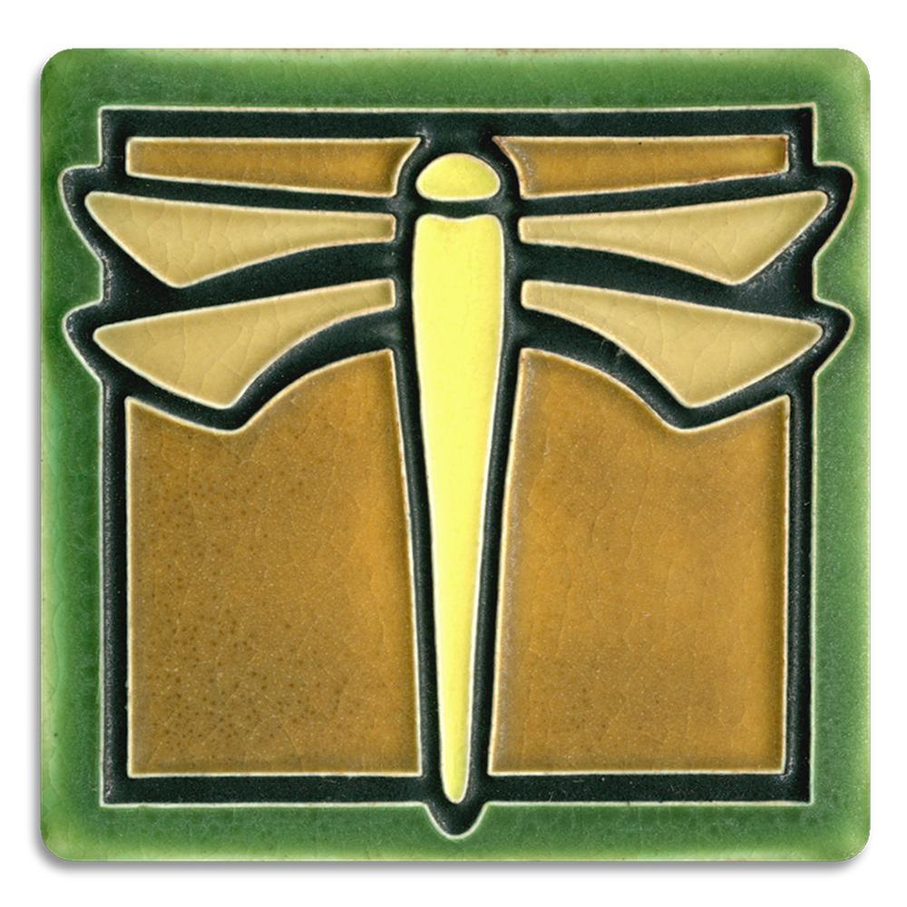Dragonfly Green Tile - 4x4 Gifts Motawi 
