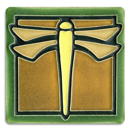 Dragonfly Green Tile - 4x4 Gifts Motawi 