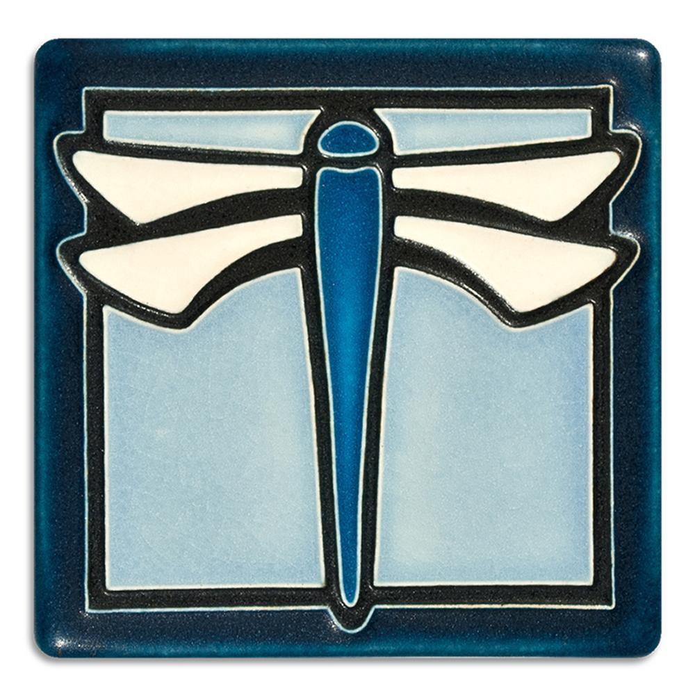 Dragonfly Light Blue Tile - 4x4 Gifts Motawi 