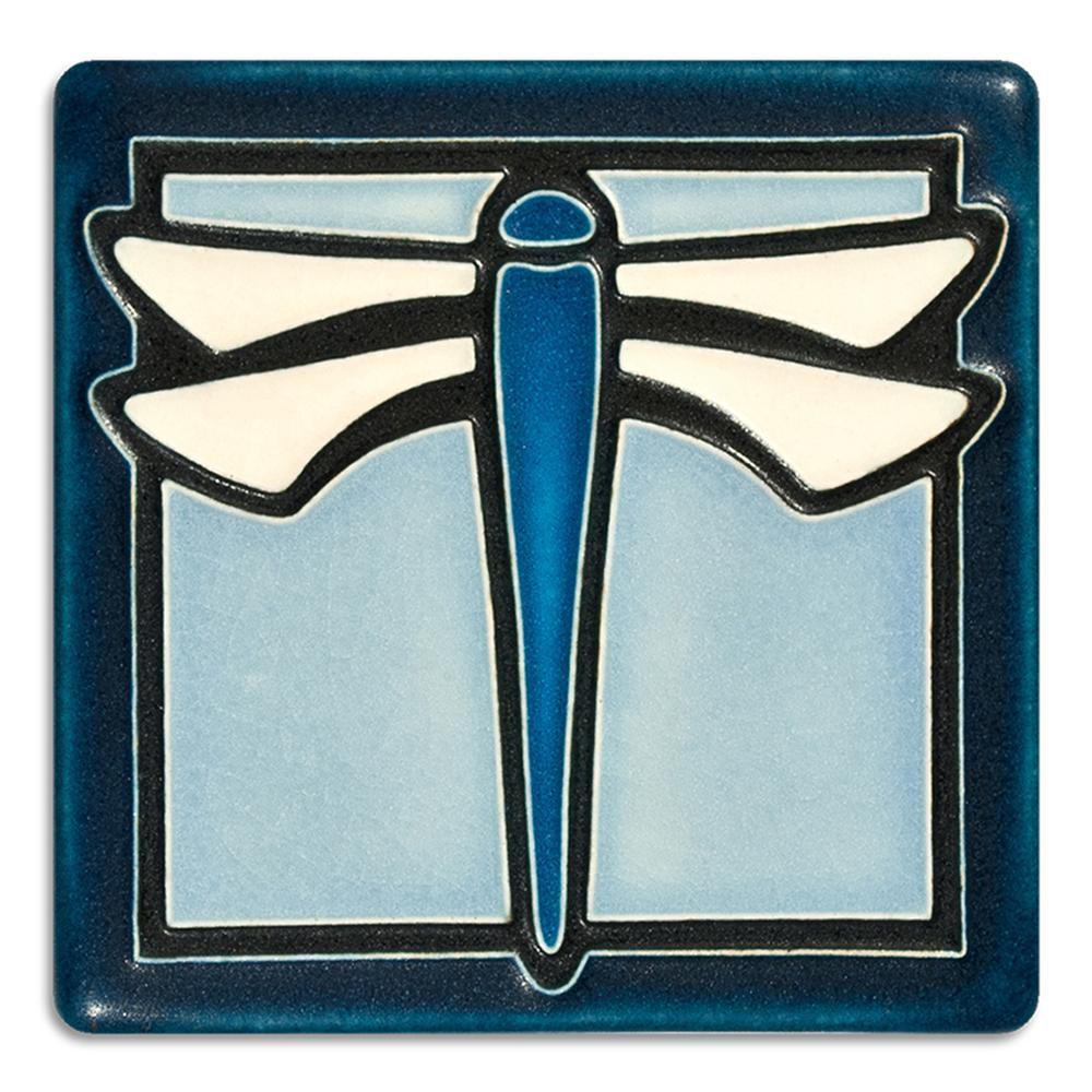 Dragonfly Light Blue Tile - 4x4 Gifts Motawi 