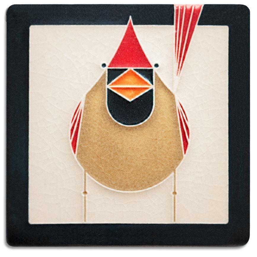 Female Cardinal Tile - 4x4 Gifts Motawi 