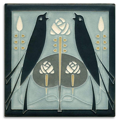 Grey Blue Songbird Tile - 8x8 Gifts Motawi 