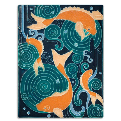 Koi Pond Turquoise Tile - 6x8 Gifts Motawi 