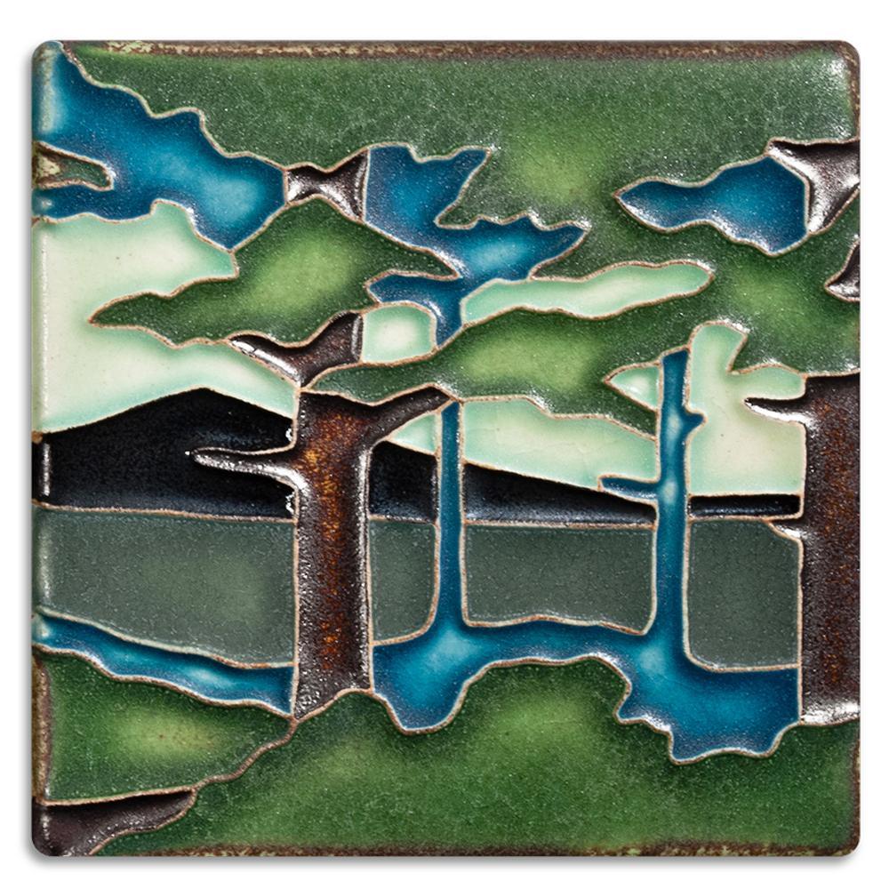 Pine Landscape Mountain Tile - 4x4 Gifts Motawi 