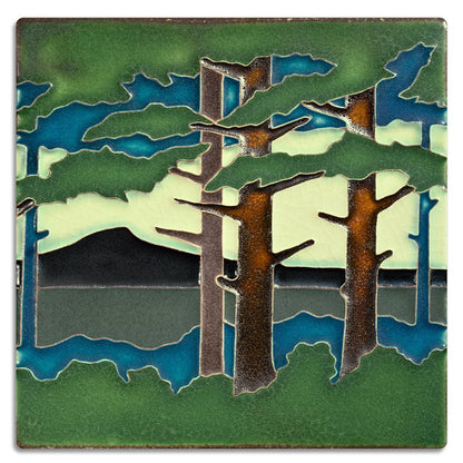 Pine Landscape Mountain Tile - 6x6 Gifts Motawi 