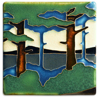 Pine Landscape Valley Tile - 4x4 Gifts Motawi 
