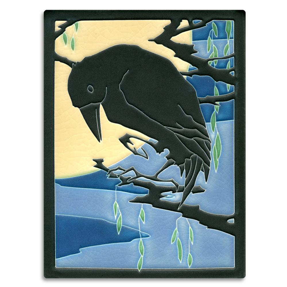 Raven Midnight Tile - 6x8 Gifts Motawi 