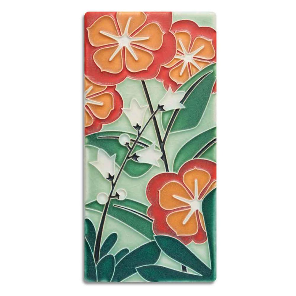 Starry Flowers Green Tile - 4x8 Gifts Motawi 