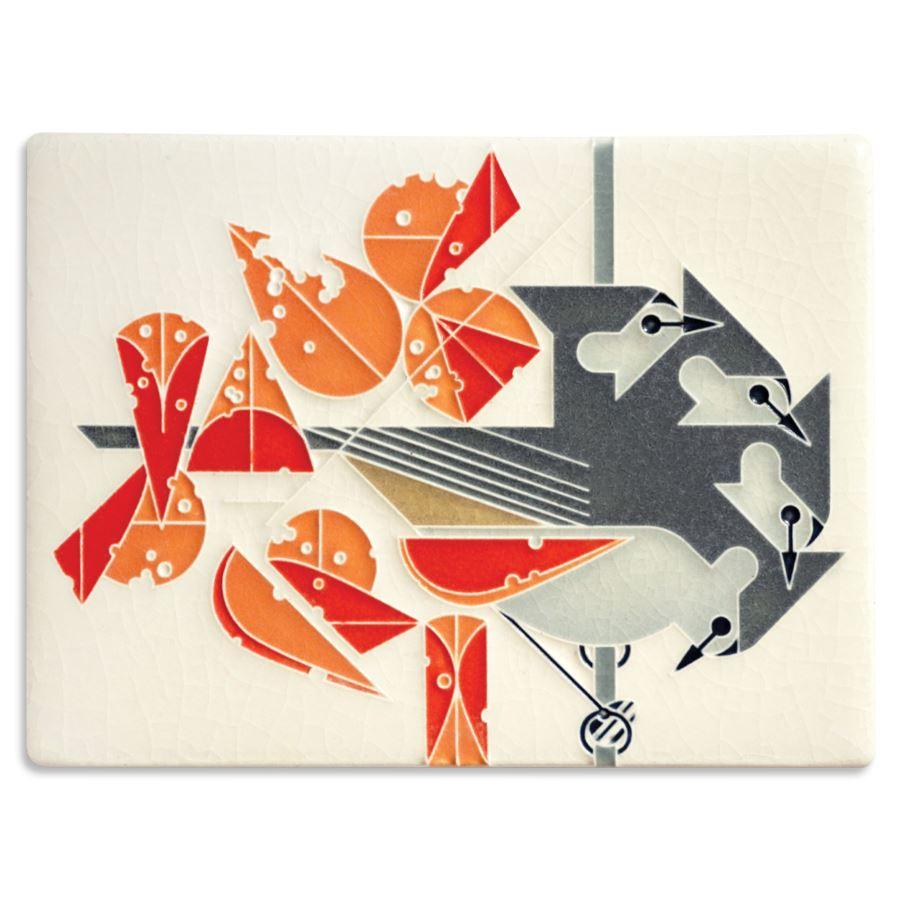 Titmouse Tidbit Tile - 6x8 - Cream Gifts Motawi 