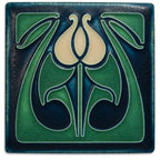 Tulip Bud Indigo Tile Gifts Motawi 