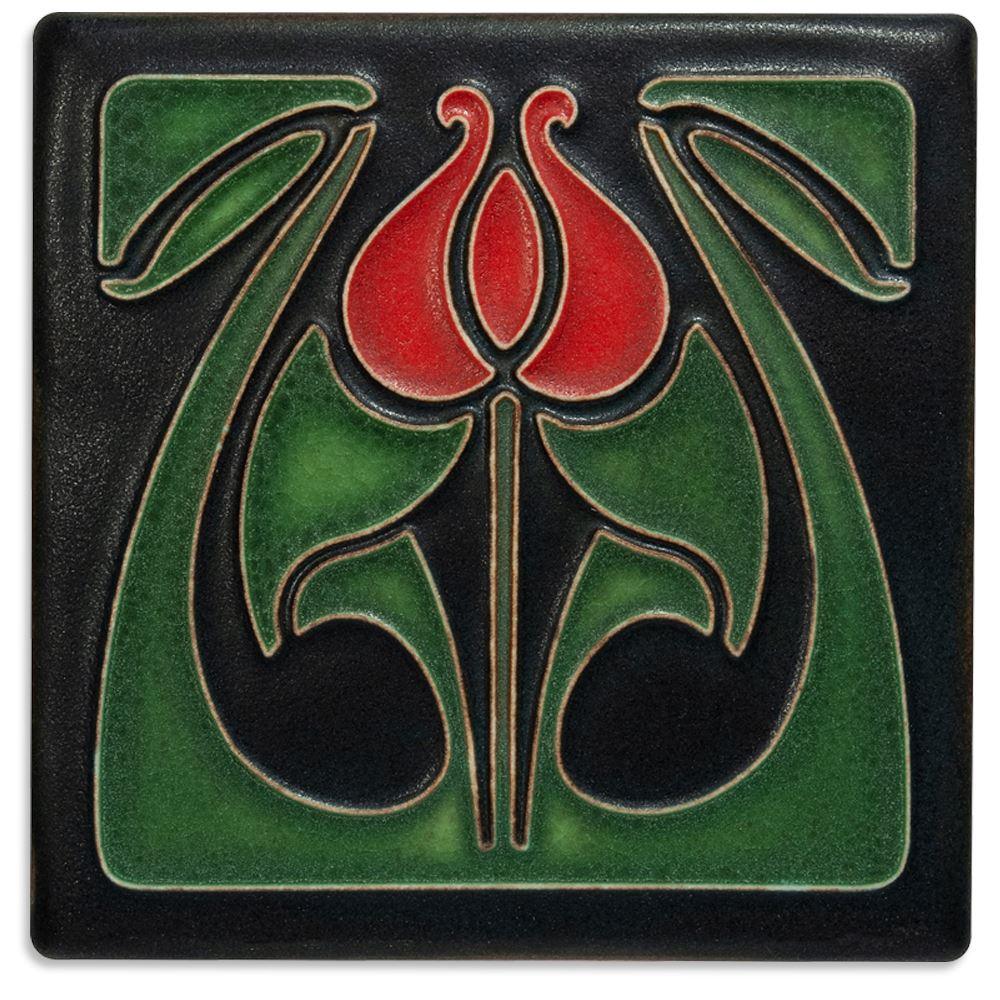 Tulip Bud Red Tile Gifts Motawi 