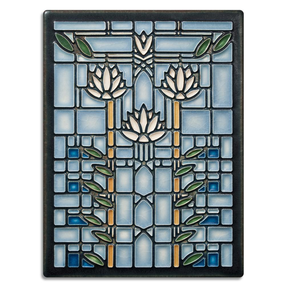 Waterlilies Light Blue Tile - 6x8 Gifts Motawi 