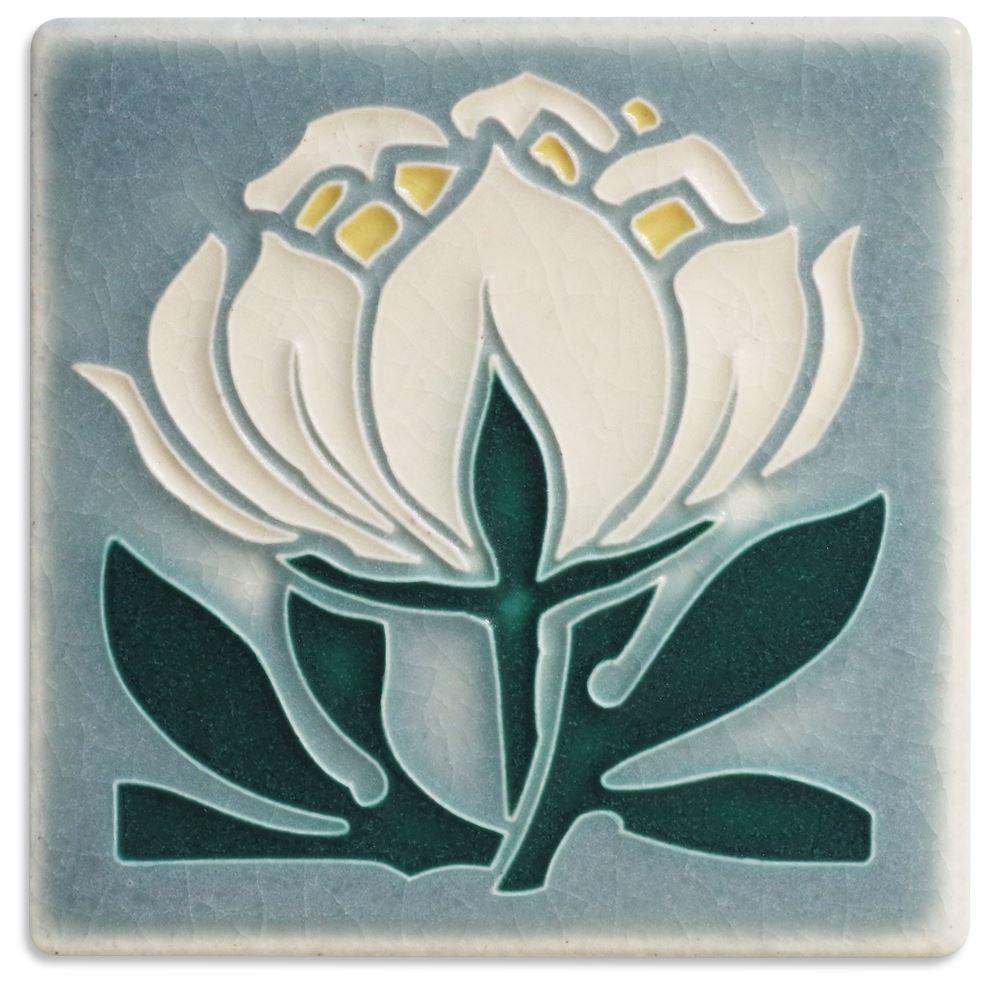 Peony Bloom Grey Blue Tile - 4x4 Tile Motawi 