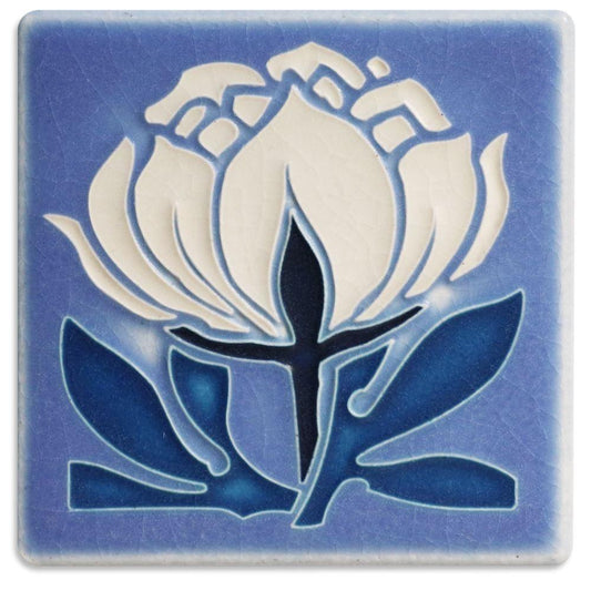 Peony Bloom Pale Blue Tile - 4x4 Tile Motawi 