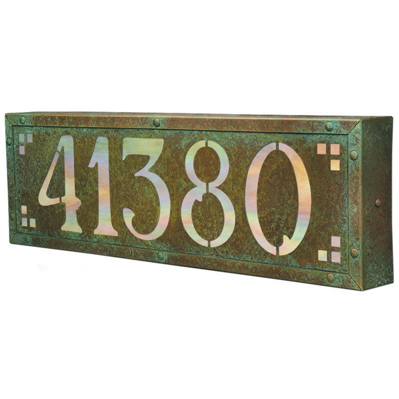 Craftsman Style Solid Brass Lighted House Number Box- 5 Numbers ...