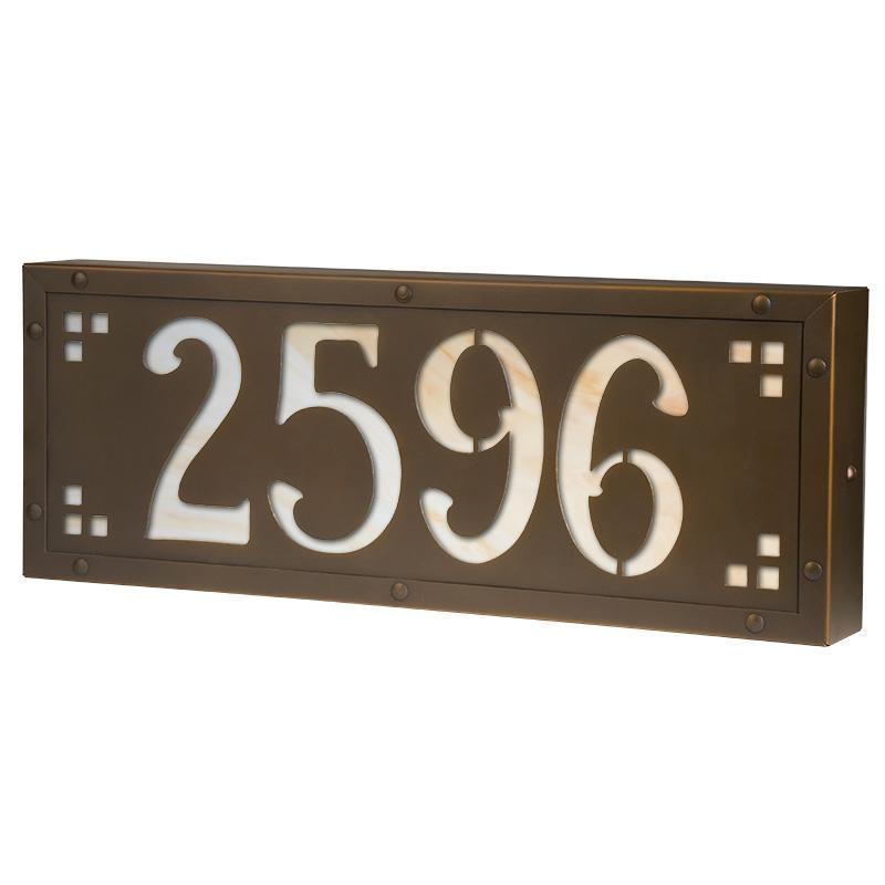 Craftsman Style Solid Brass Lighted House Number Box- 4 Numbers ...