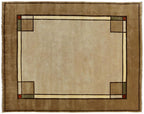 Ginkgo Border Beige Rug Persian Carpet