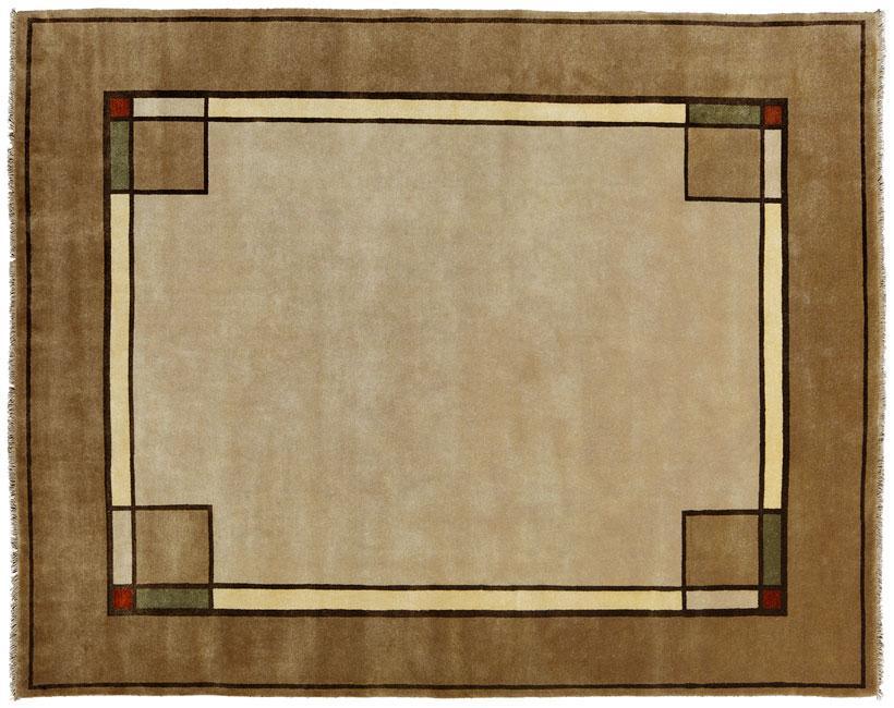 Ginkgo Border Beige Rug Persian Carpet