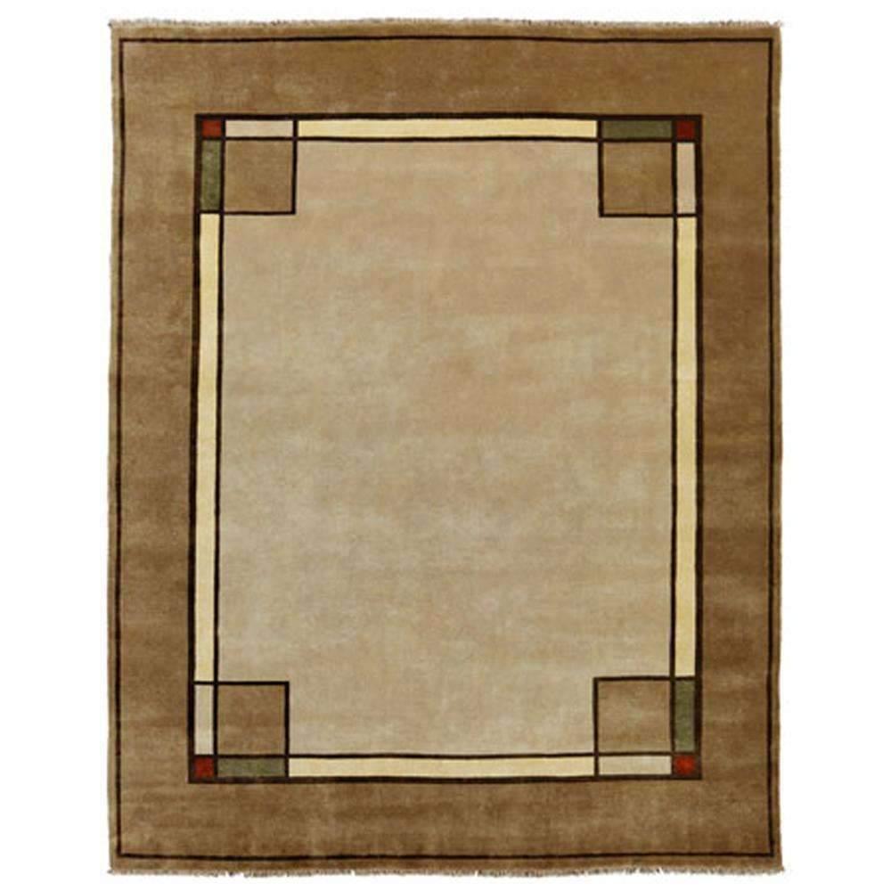 Ginkgo Border Beige Rug Persian Carpet 2x3 