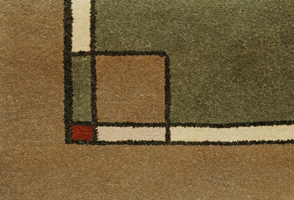 Ginkgo Border Green Rug Persian Carpet 