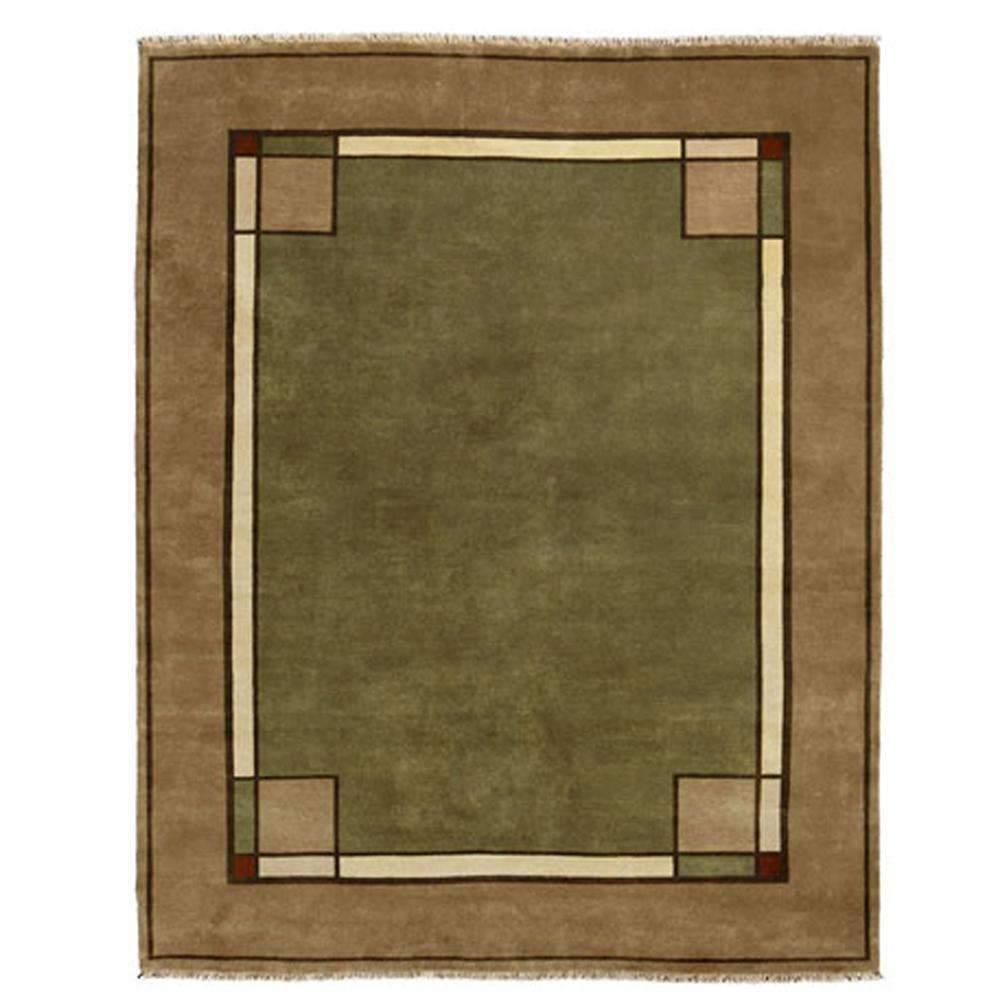 Ginkgo Border Green Rug Persian Carpet 2x3