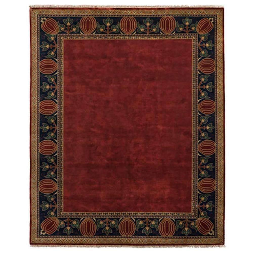 Oak Park Red Border Wool Rug PC-7C | Mission Style Wool Rug – Modern ...