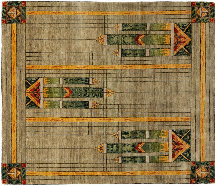 Stained Glass Green Rug Persian Carpet