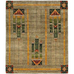Stained Glass Green Rug Persian Carpet 2x3