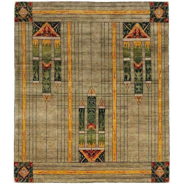 Stained Glass Green Rug Persian Carpet 2x3