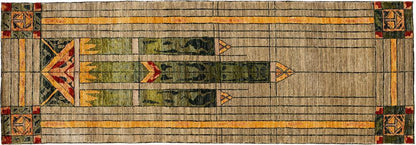 Stained Glass Green Rug Persian Carpet 