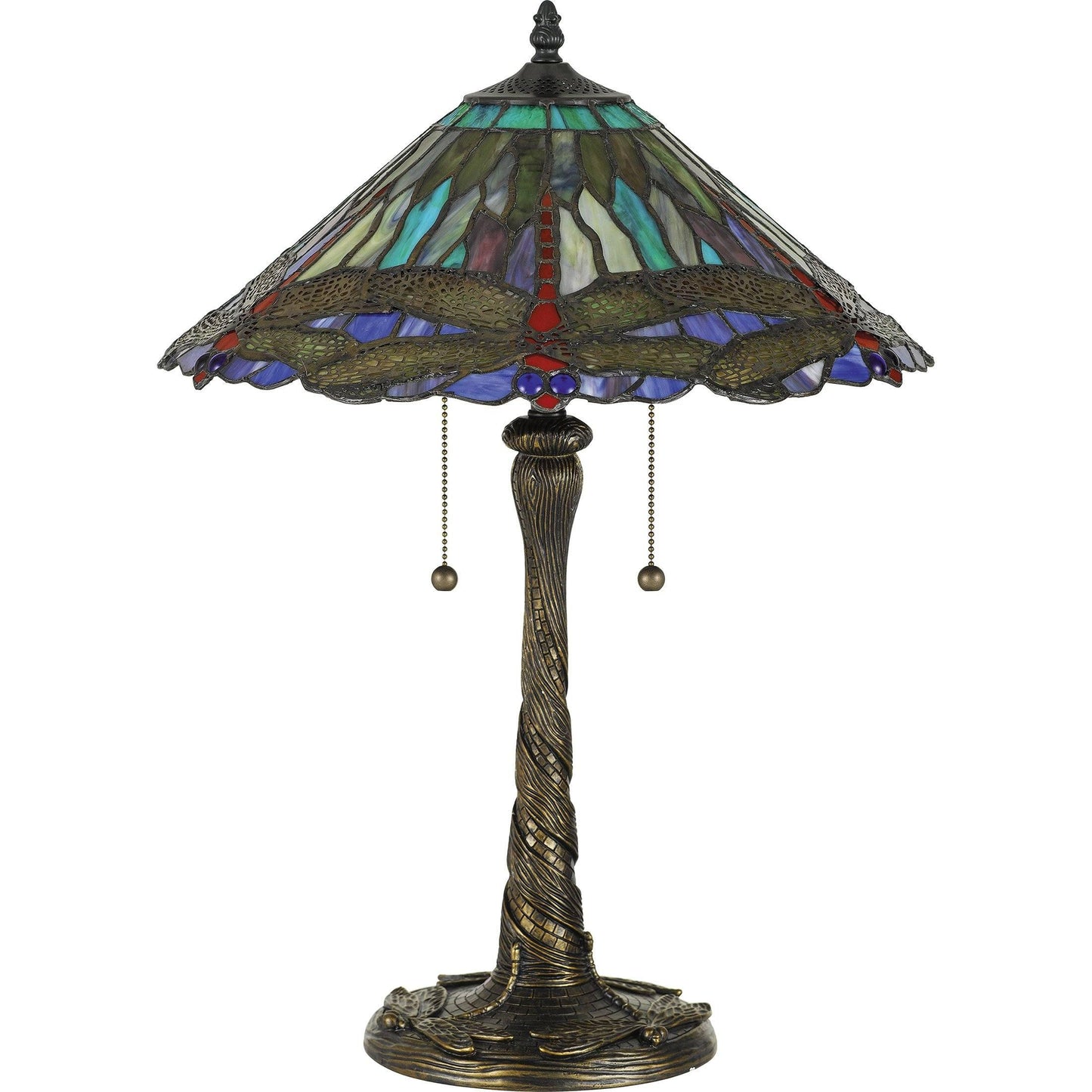 Skimmer Dragonfly Stained Glass Table Lamp Lamps Quoizel 