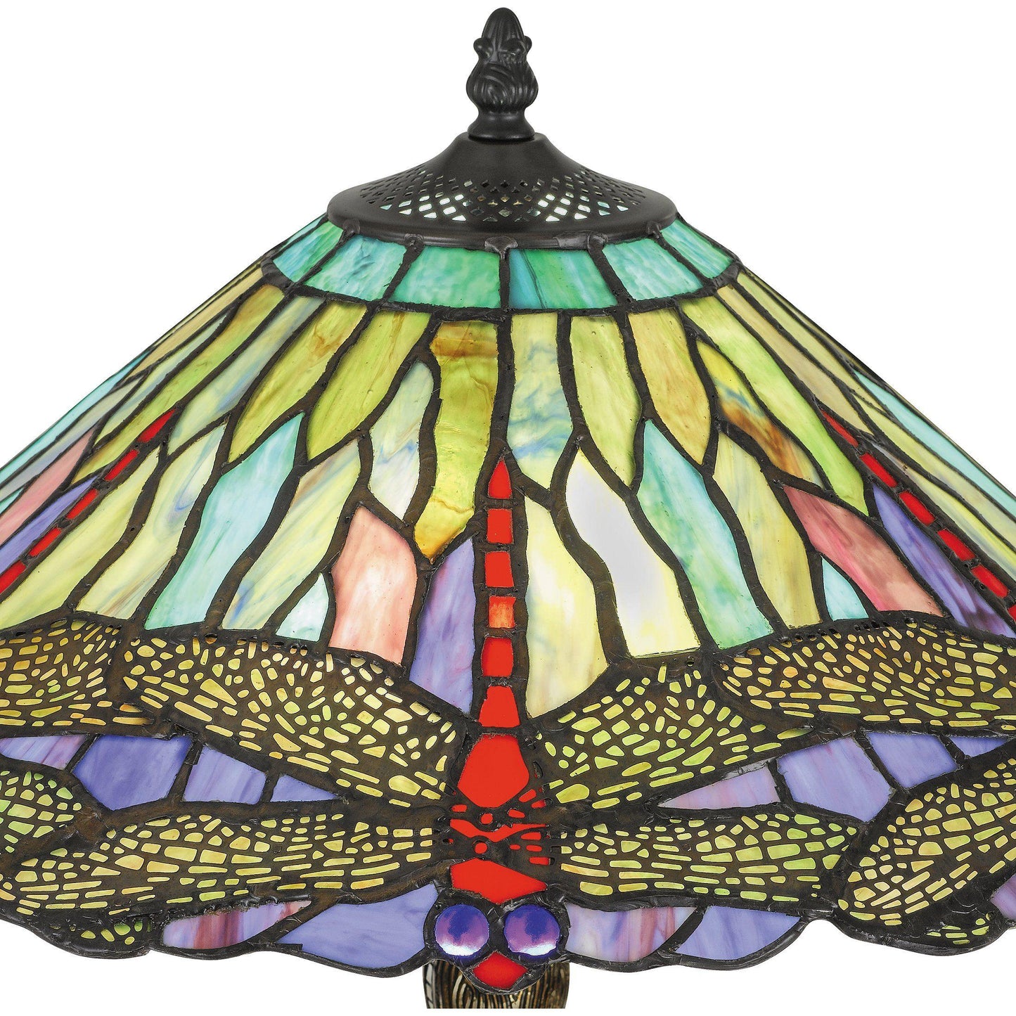 Skimmer Dragonfly Stained Glass Table Lamp Lamps Quoizel 
