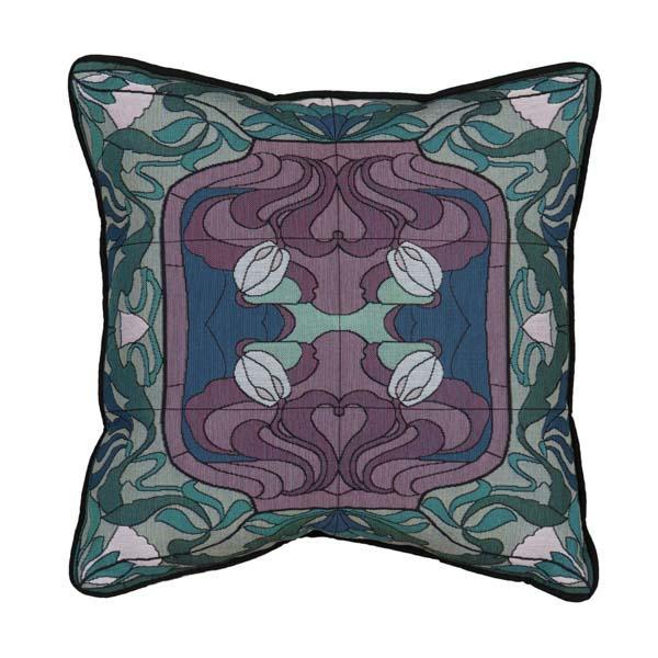 Thistle and Rosebud Throw Pillow- Caspian Blue Throw Pillows Rennie and Rose 