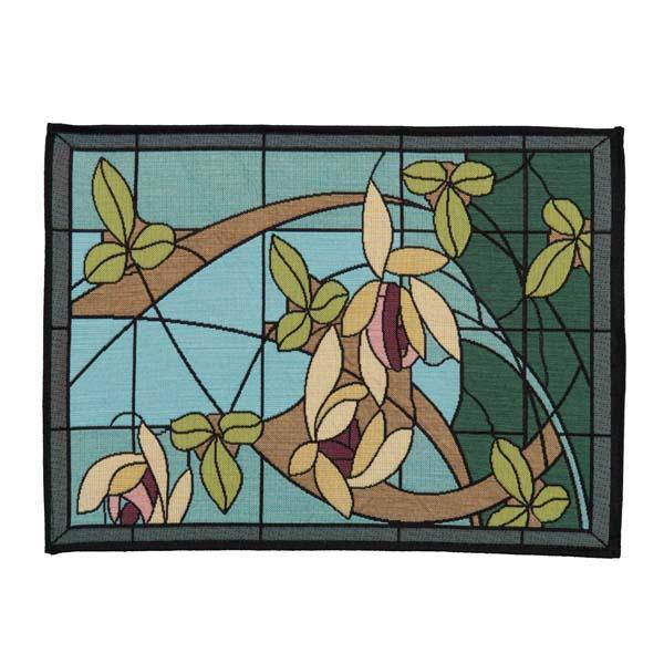 Flowers and Vines Placemat- Aqua Accent Placemats Rennie and Rose 