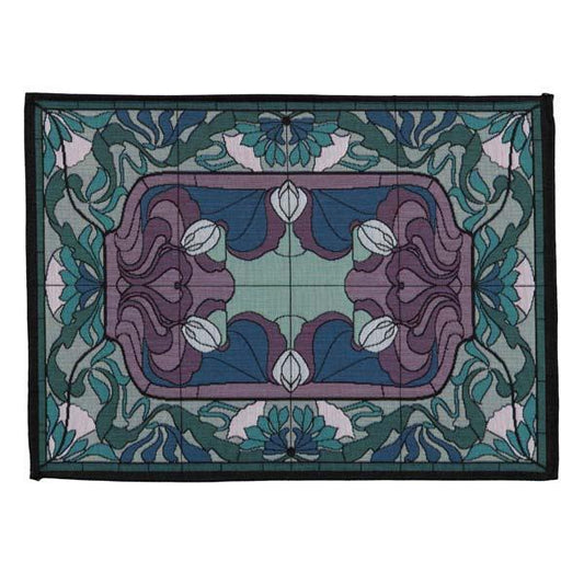 Thistle and Rosebud Placemat- Caspian Blue Placemats Rennie and Rose 
