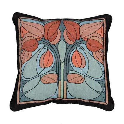 Art Nouveau Floral Pillow- Rust Accent Throw Pillows Rennie and Rose 