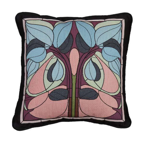 Art Nouveau Floral Pillow- Violet Accent Throw Pillows Rennie and Rose 