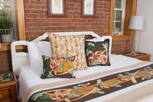 Flowers and Vines Pillow- Caramel Accent Throw Pillows Rennie and Rose 