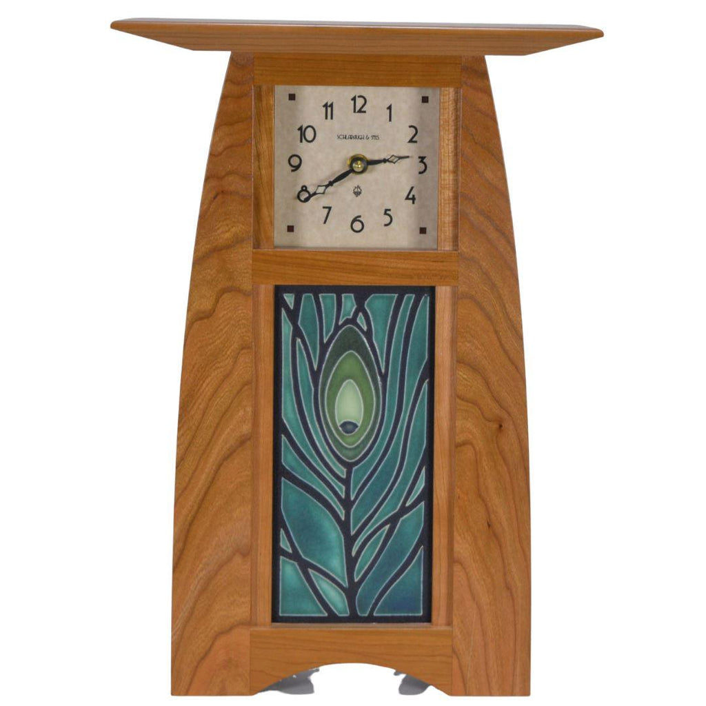 Arts and Crafts 4x8 Motawi Tile Clock Decor Schlabaugh Cherry 
