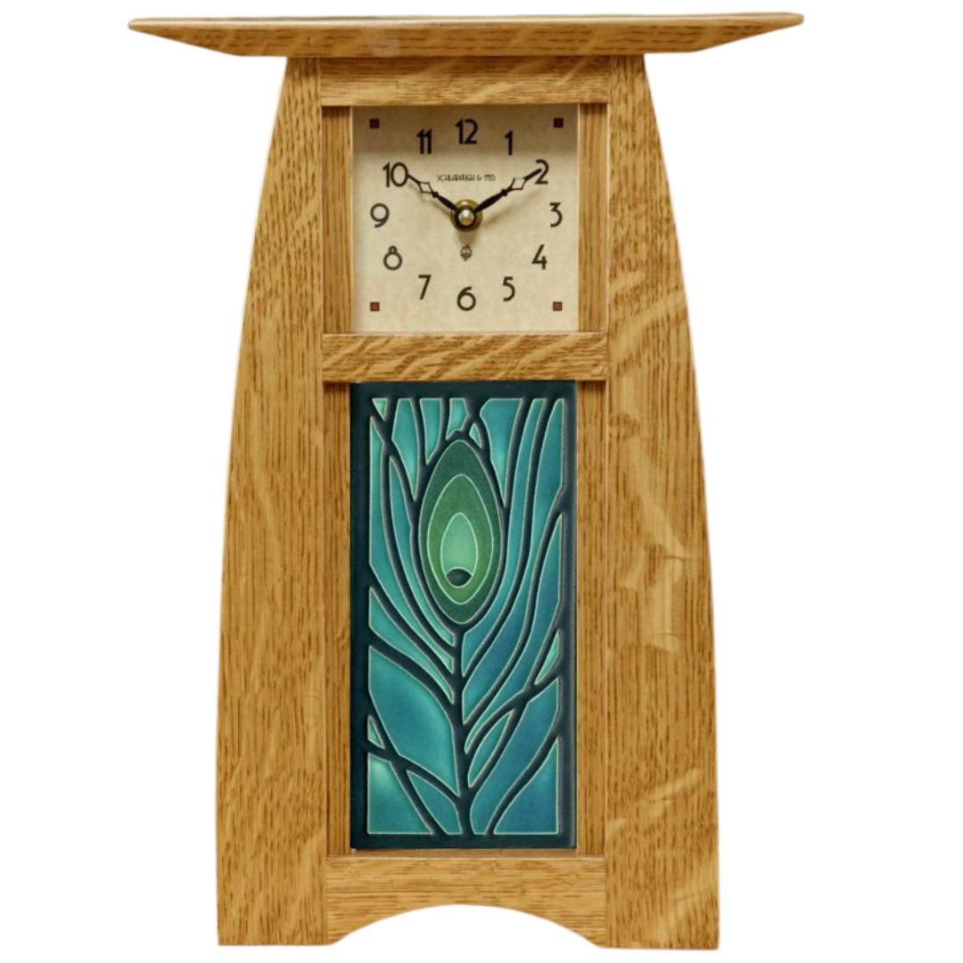Arts and Crafts 4x8 Motawi Tile Clock Decor Schlabaugh Nut Brown Oak 